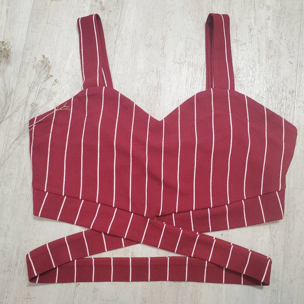 Women's Junior's Burgandy Red SHEIN Wide Strap Summer Crop Tank Top Size Large L